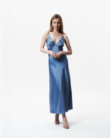 SATÉNOVÉ DLOUHÉ ŠATY NA RAMÍNKA - SLIP