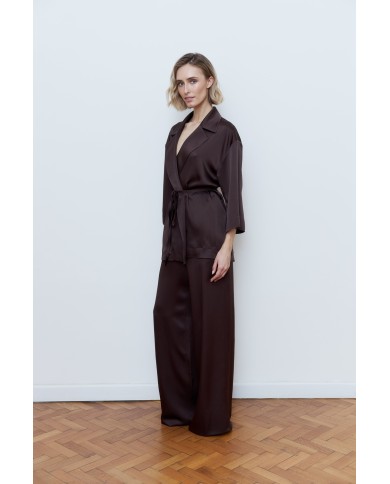 HNĚDY SATÉNOVÝ KOMPLET