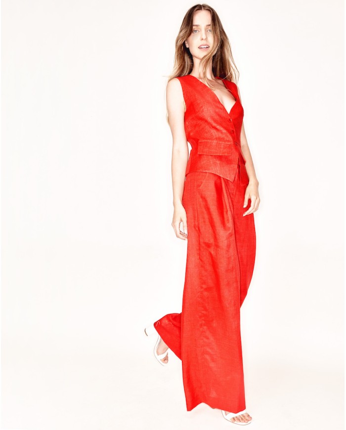 LNĚNÉ ŠIROKÉ KALHOTY